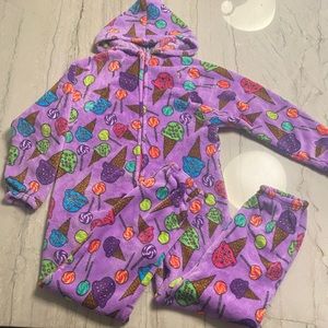 Confetti & Friends Fuzzy Plush One Piece Jumpsuit - Lollies and Icecream - 10/12